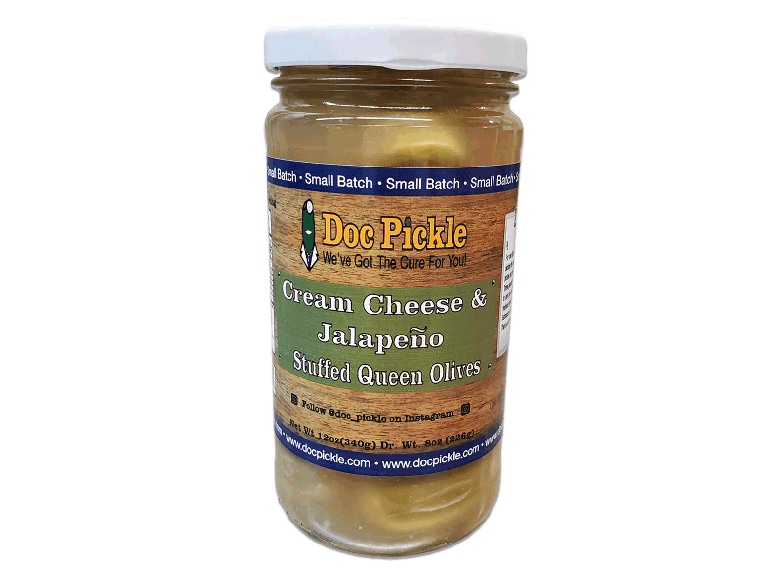 Small Batch Cream Cheese & Jalapeño Stuffed Queen Olives - Doc Pickle