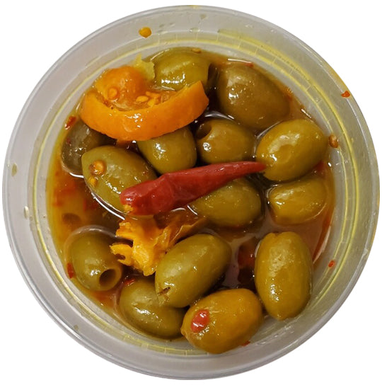 Tangerine & Chili Pitted Green Olives